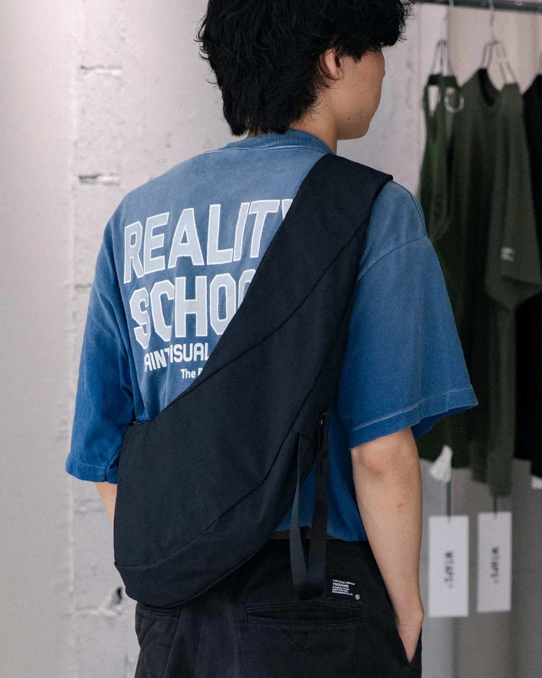 SAINT Mxxxxxx REALITY SCHOOL SS_TEE/NVY slogan distressed short-sleeves, washed blue S-XL, garment dyeing, horse fade, ultra-complex shearing and destruction treatment, correct version, cylindrical fabric, customized original consistent main mark/wash mark, original consistent silver powder printing, distressed treatment